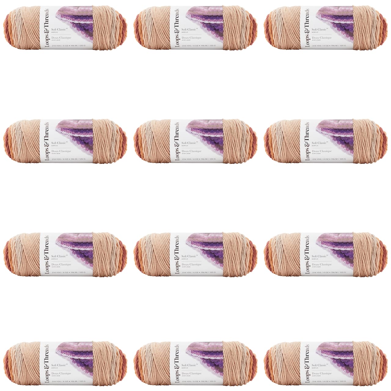 12 Pack: Soft Classic™ Ombre Yarn by Loops & Threads®